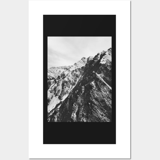 Mountains of Switzerland - Black and White Shot of Snow-Covered Alps Wall Art by visualspectrum